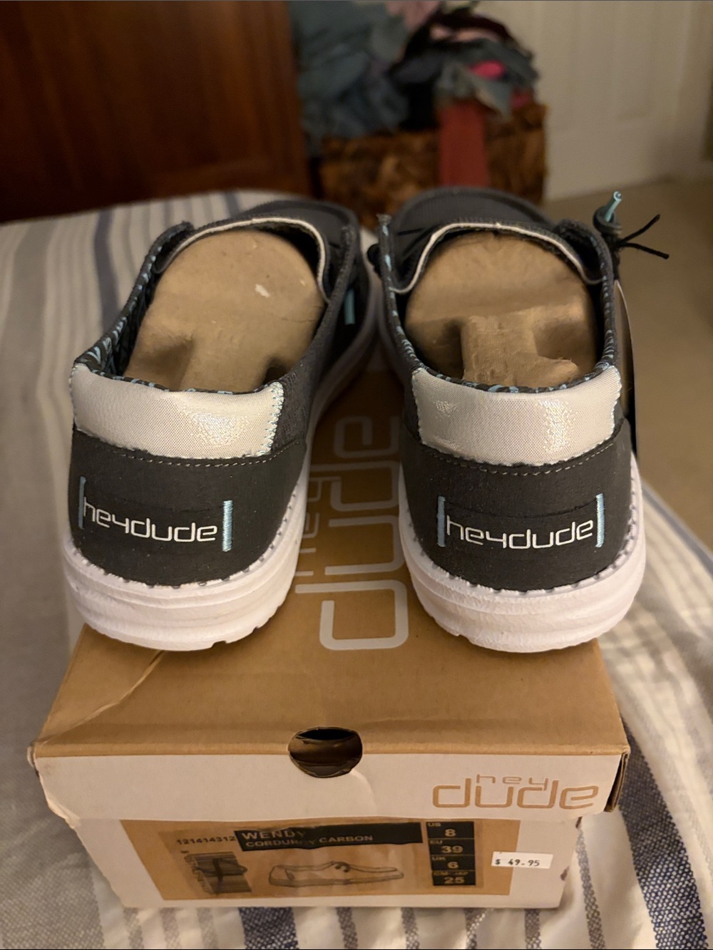 Hey Dude Black Canvas Slip-Ons with Mint Accents - Picture 5 of 6